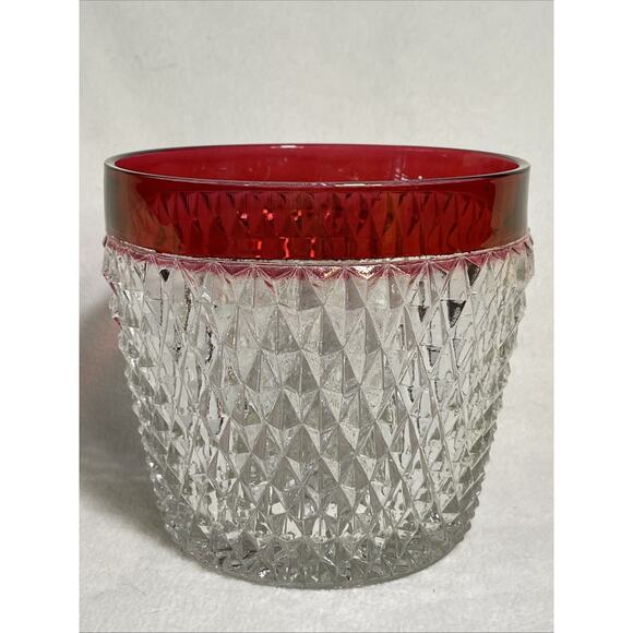 Indiana Glass Ruby Flash Diamond Point Ice Bucket Vintage - Picture 1 of 7